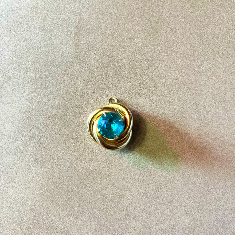 Vintage Signed Coro Round Blue Rhinestone Gold Tone Brooch Pin